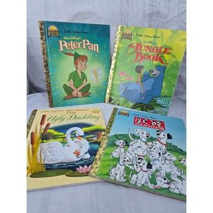 Disney Little Golden Books Lot of 4 Classics Peter Pan Jungle Book Dalmatians